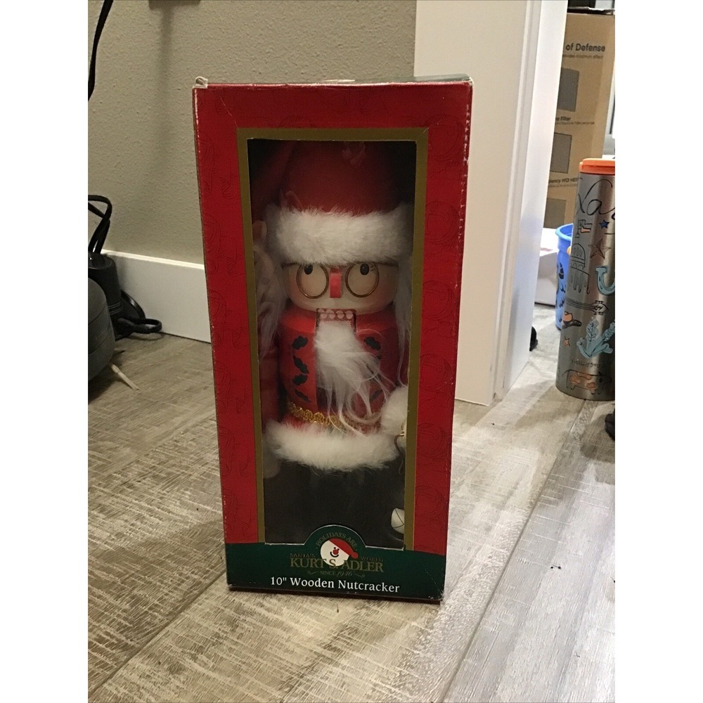 Vintage Kurt Adler Old World Wooden Nutcracker Santa with Lantern Original Box‎